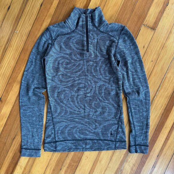 Smartwool Women's Merino 250 Base Layer 1/4 Zip in Gray Pattern Size XS - Picture 1 of 6